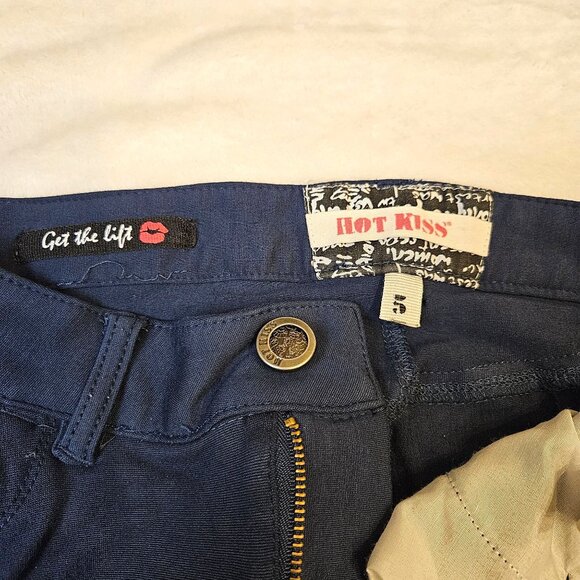 Juniors Slim Fit Navy Blue Pants By Hot Kiss Stretchy Denim Size 5 Casual - Picture 13 of 14